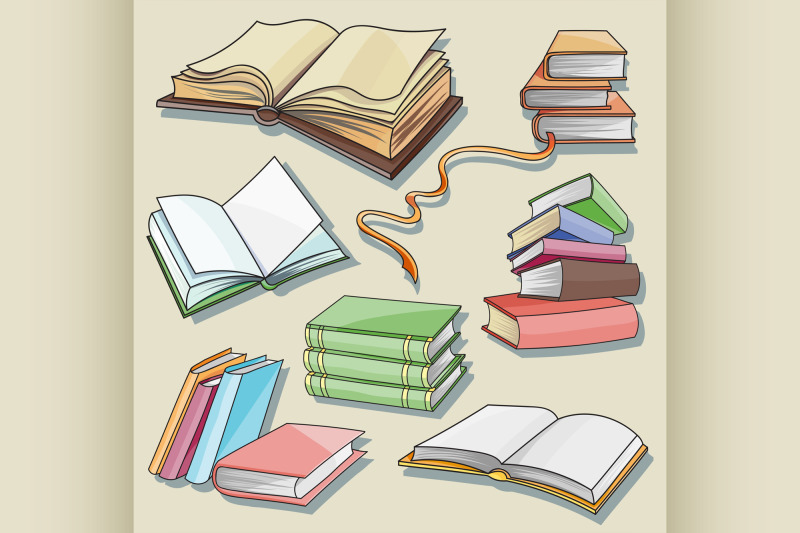 books-set-isolated-on-white-background