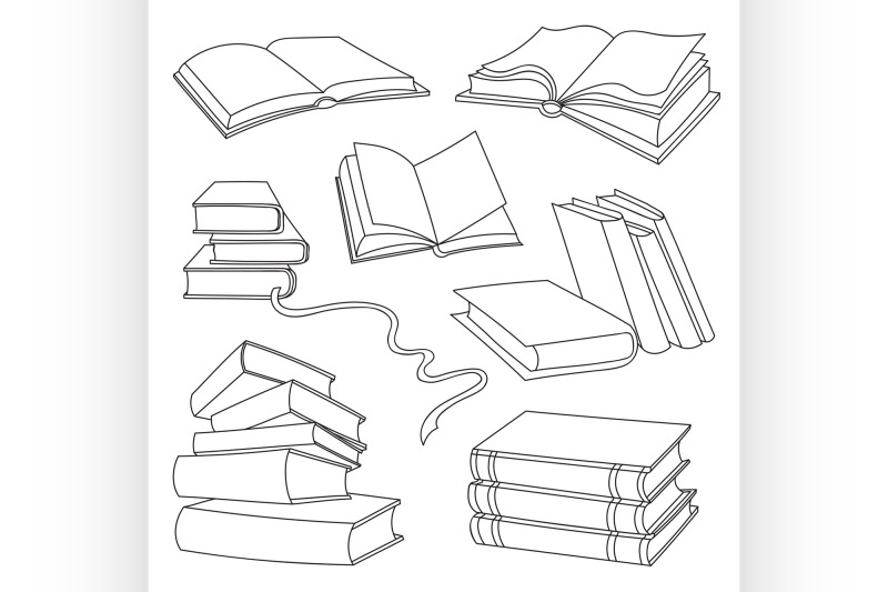 books-set-isolated-on-white-background