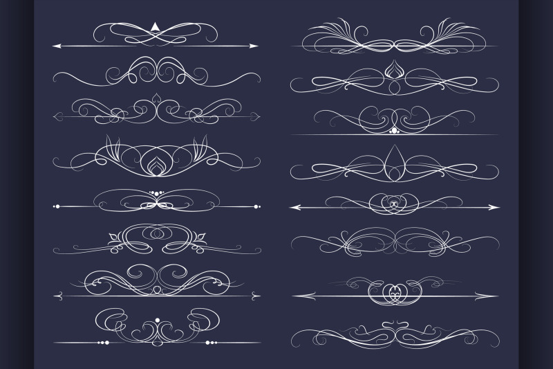 set-of-calligraphic-lines
