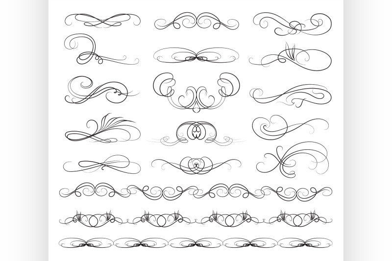 set-of-calligraphic-lines