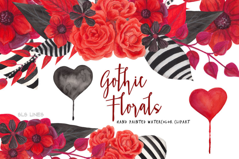 gothic-florals-watercolor-graphics