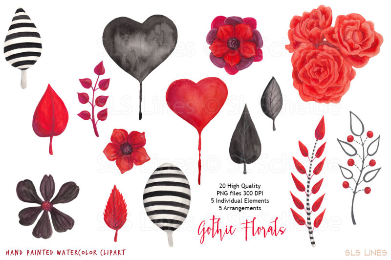 gothic-florals-watercolor-graphics