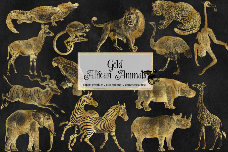 gold-african-animals-clipart