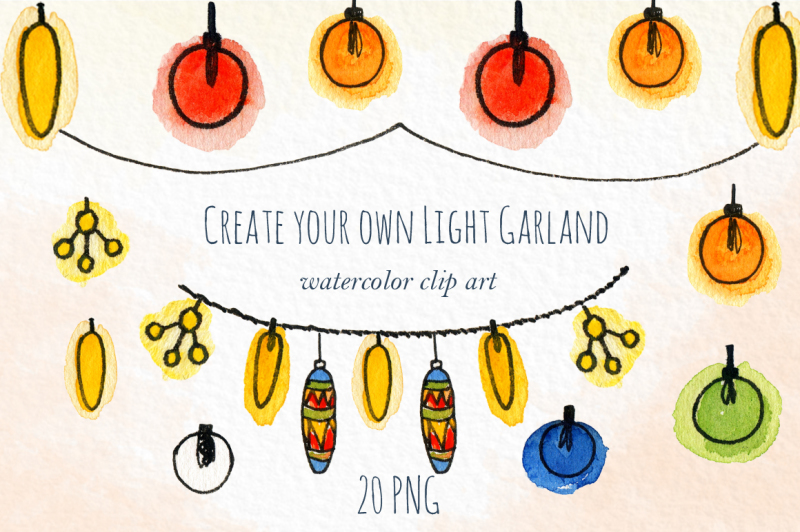 light-garlands-creator-watercolor-clip-art