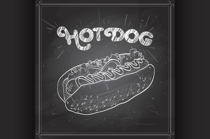 hot-dog-scetch-on-a-black-board