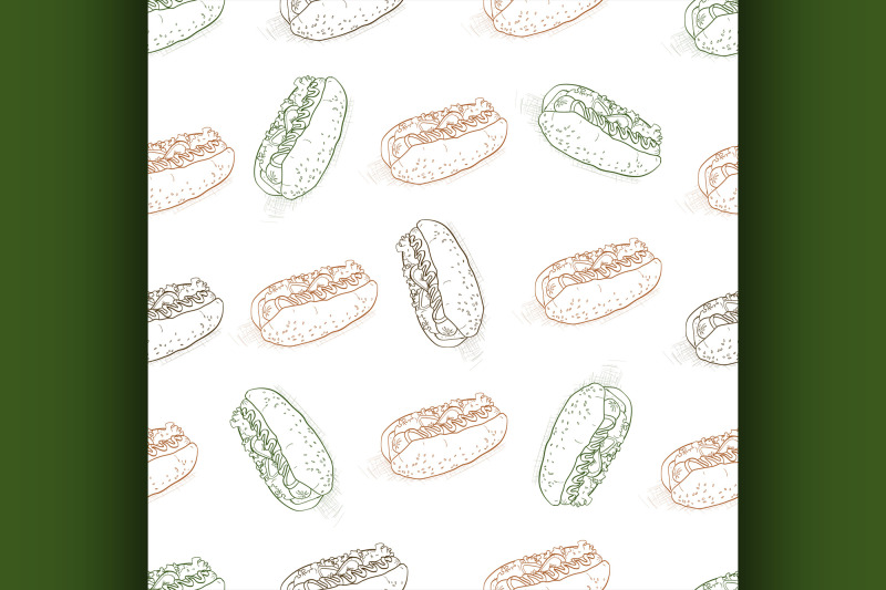 seamless-pattern-color-hot-dog-scetch