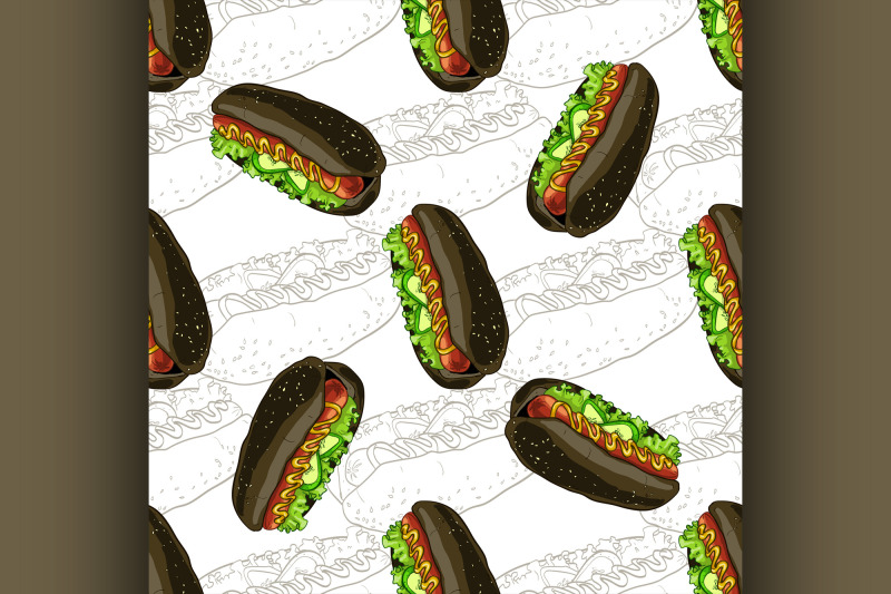 seamless-pattern-hot-dog-scetch-and-color