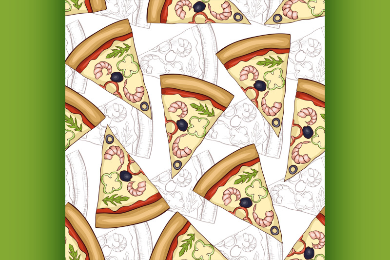 seamless-pattern-pizza-shrimp-scetch-and-color