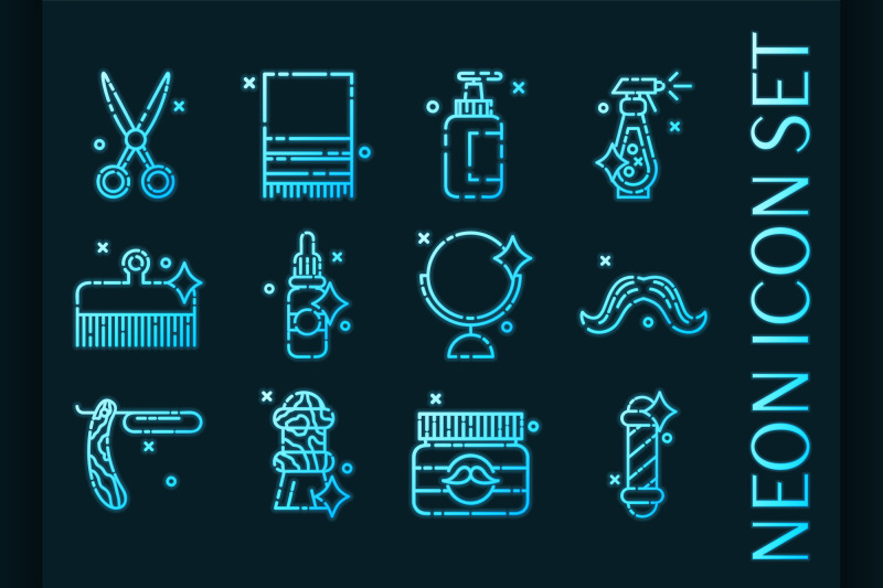 set-of-barber-shop-blue-glowing-neon-icons