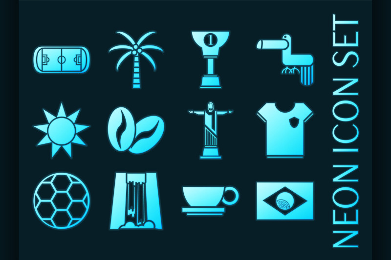 set-of-brazil-blue-glowing-neon-icons