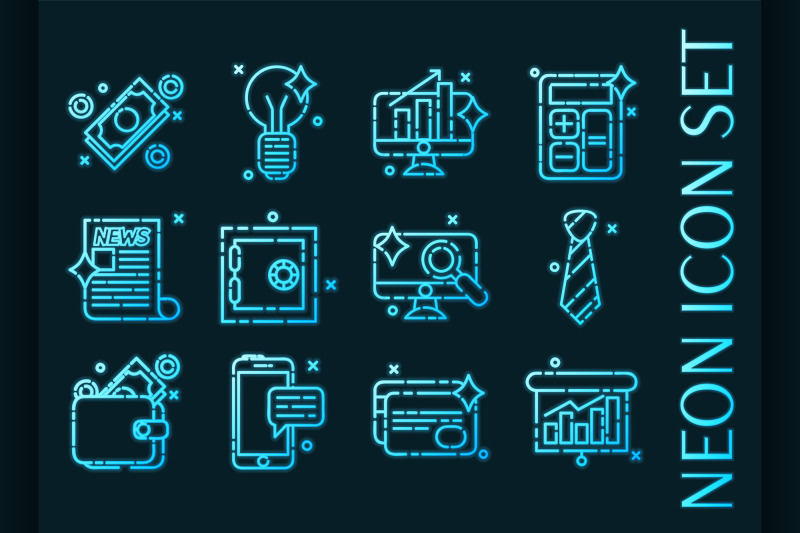 set-of-business-blue-glowing-neon-icons