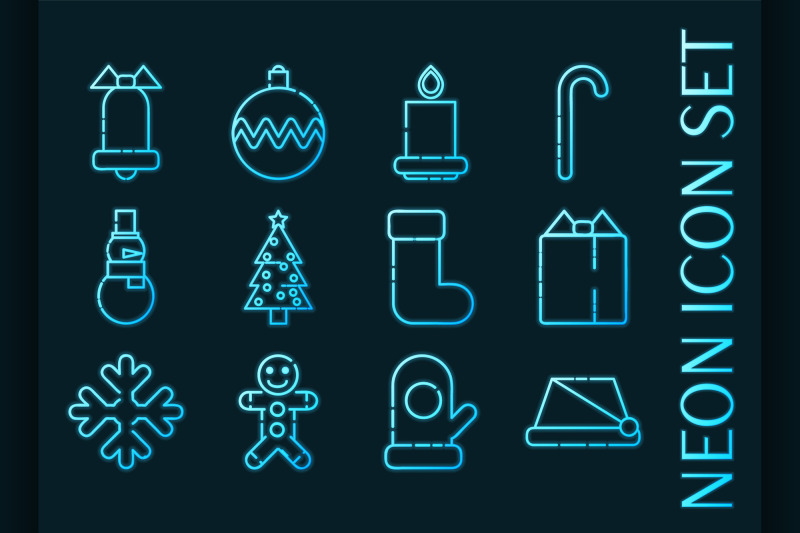 set-of-christmas-blue-glowing-neon-icons