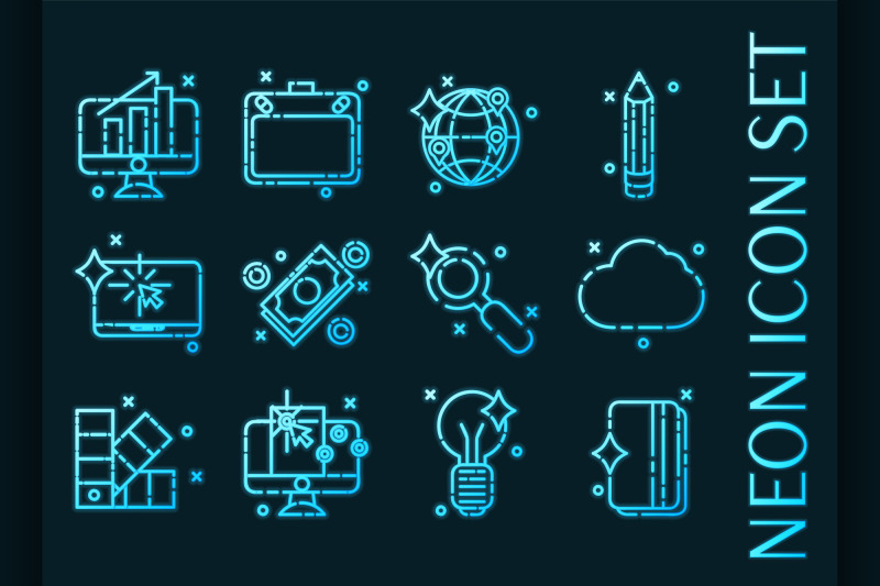 set-of-design-icons-blue-glowing-neon-icons