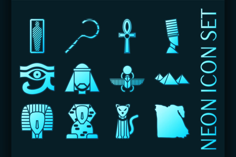 se-of-egypt-blue-glowing-neon-icons