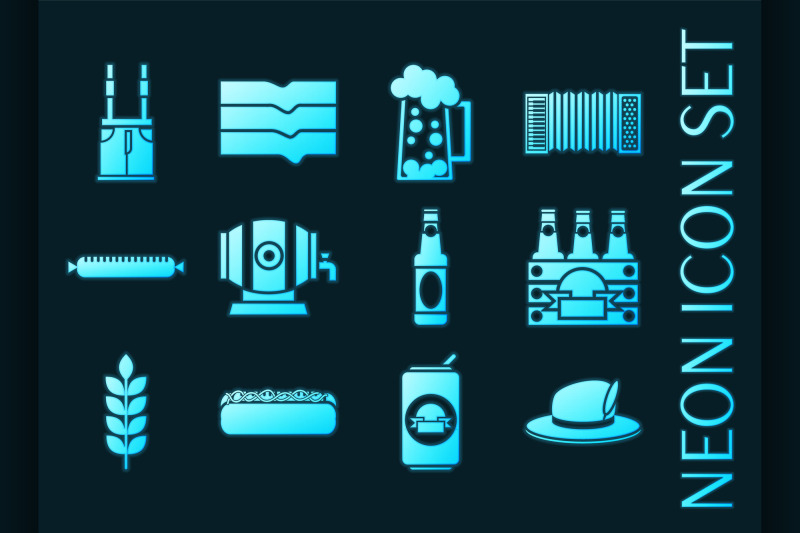 germany-set-icons-blue-glowing-neon-style