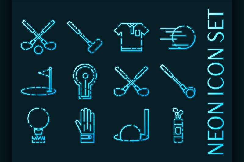 golf-set-icons-blue-glowing-neon-style