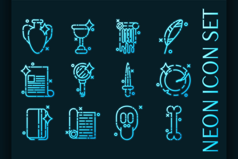 history-set-icons-blue-glowing-neon-style