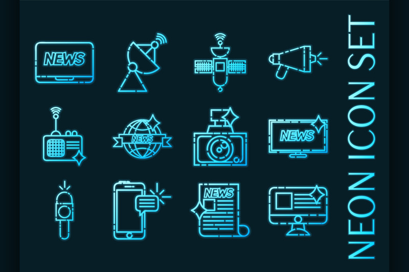 mass-media-set-icons-blue-glowing-neon-style