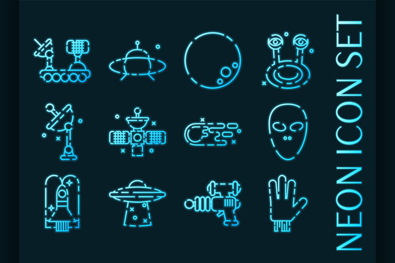 ufo-set-icons-blue-glowing-neon-style