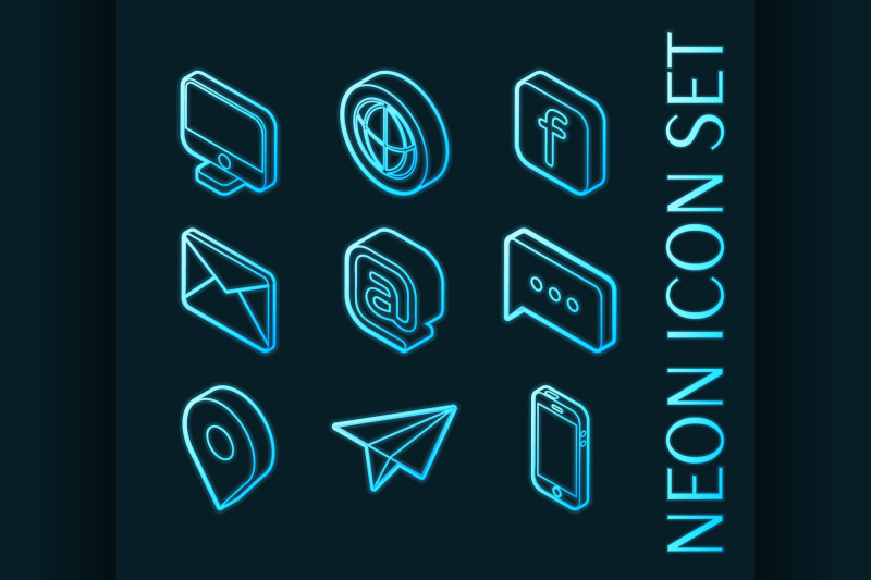 contact-us-set-icons-blue-glowing-neon-style