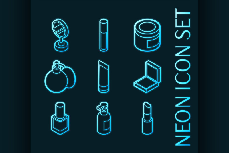 cosmetic-set-icons-blue-glowing-neon-style