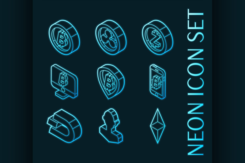 cryptocurrency-set-icons-blue-glowing-neon-style