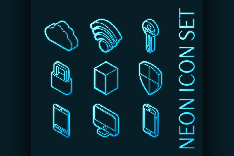 cybersecurity-set-icons-blue-glowing-neon-style