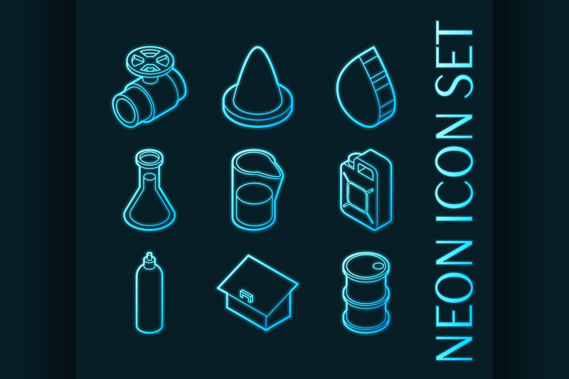 gas-set-icons-blue-glowing-neon-style