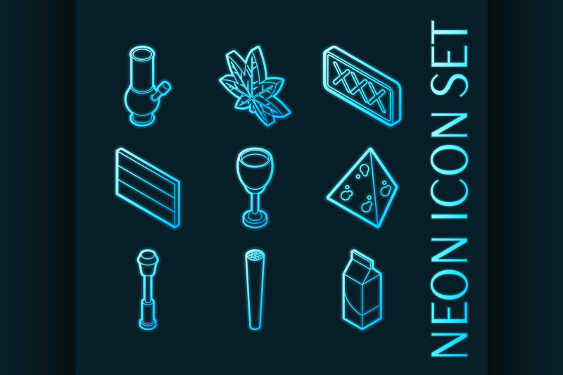 holland-set-icons-blue-glowing-neon-style