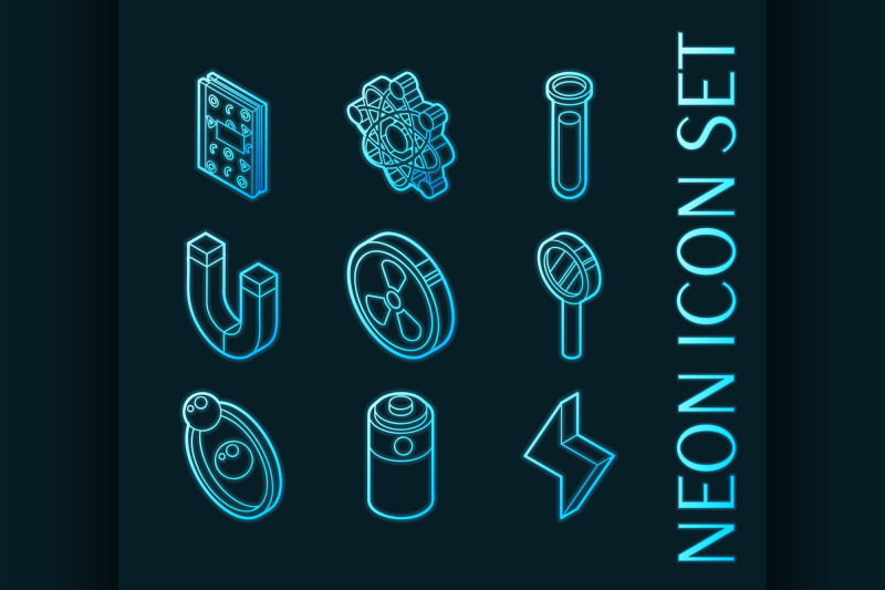 physics-set-icons-blue-glowing-neon-style