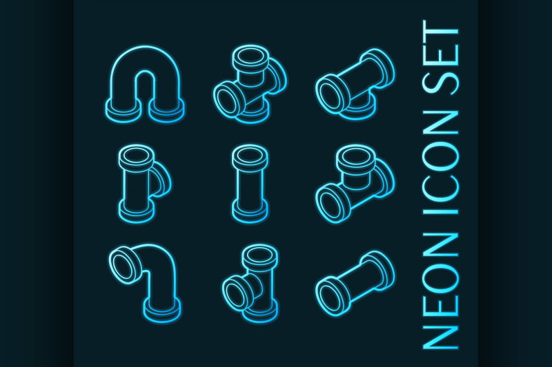 pipes-set-icons-blue-glowing-neon-style