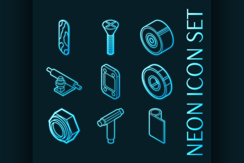 skate-set-icons-blue-glowing-neon-style