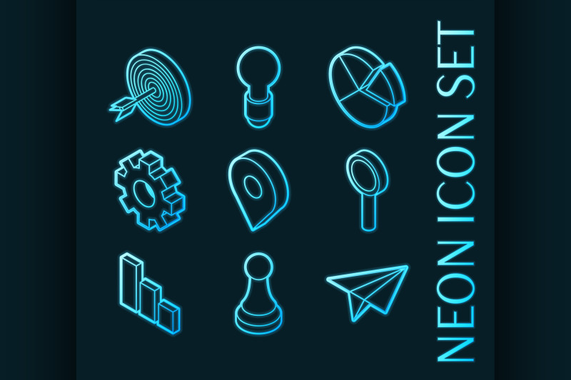 startup-set-icons-blue-glowing-neon-style