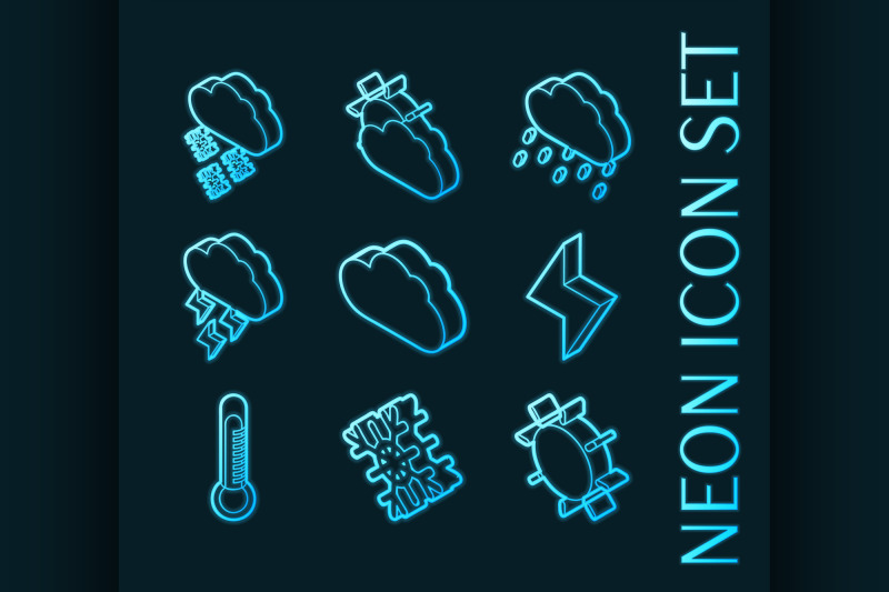 weather-set-icons-blue-glowing-neon-style