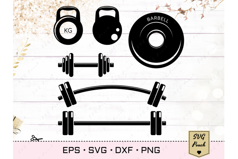 dumbbell-and-barbell-svg-set