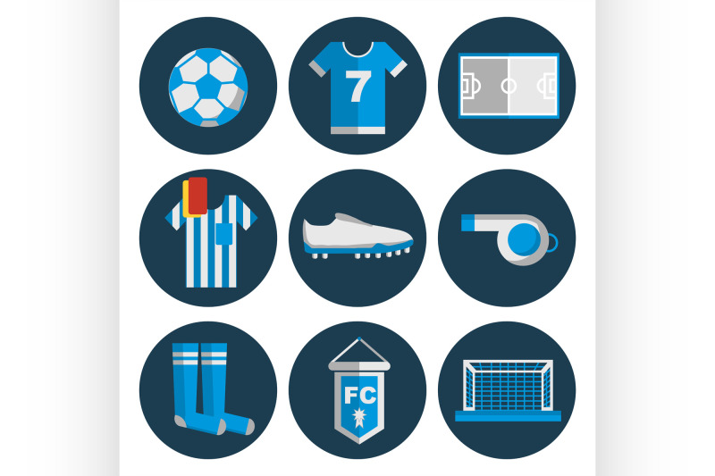 soccer-flat-icon-set