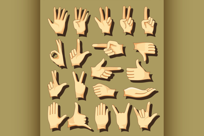 hand-signs-icons-set