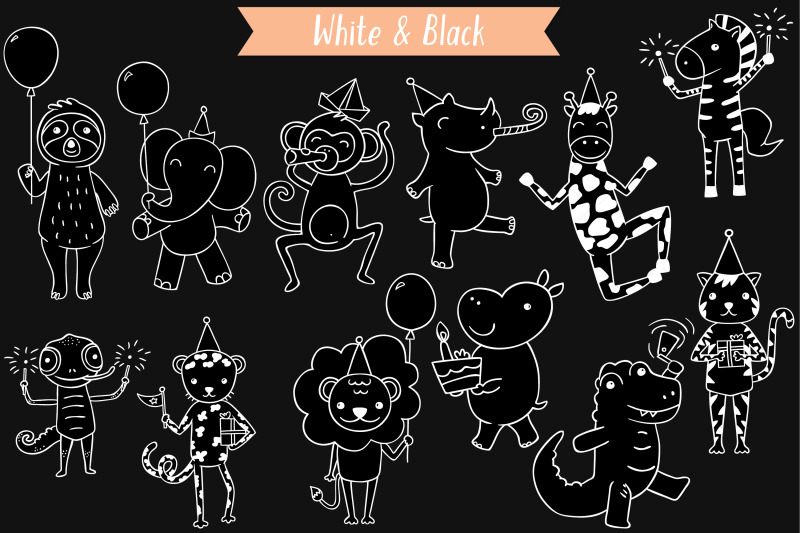 jungle-animal-white-hand-drawn-birthday-characters