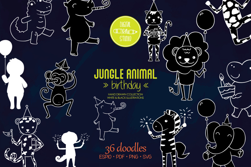 jungle-animal-white-hand-drawn-birthday-characters