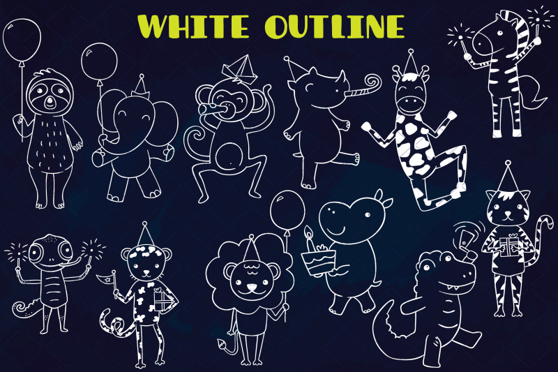 jungle-animal-white-hand-drawn-birthday-characters