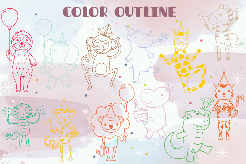 jungle-animal-color-hand-drawn-birthday-characters
