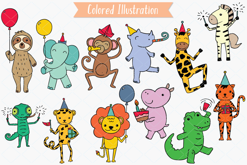 jungle-animal-color-hand-drawn-birthday-characters