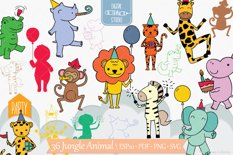 jungle-animal-color-hand-drawn-birthday-characters