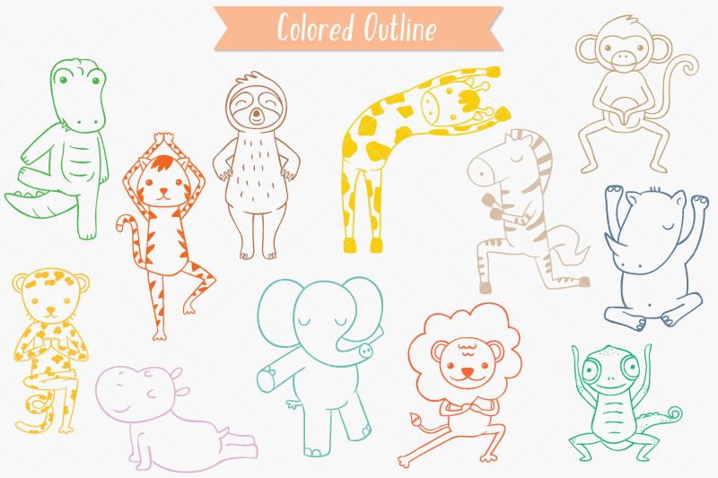 jungle-animal-color-hand-drawn-exercising-characters