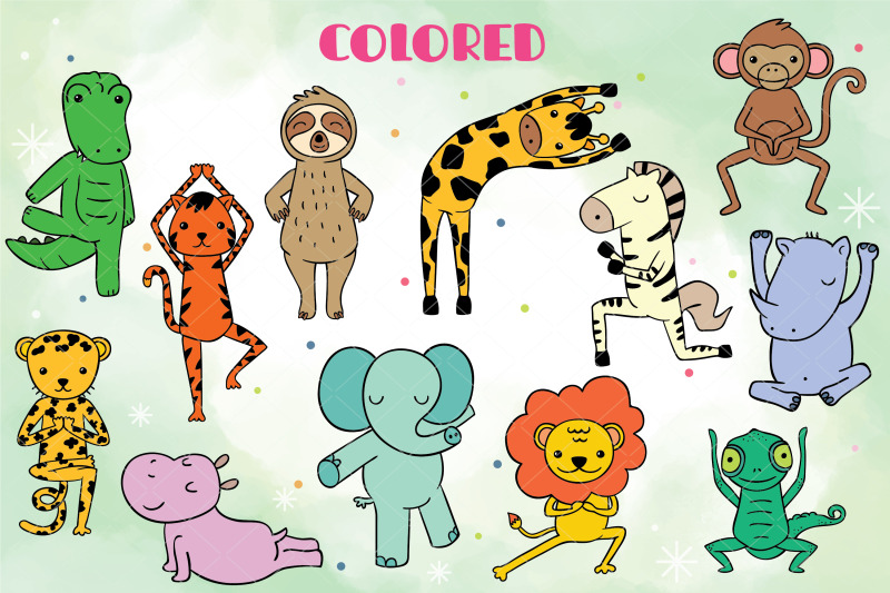 jungle-animal-color-hand-drawn-exercising-characters