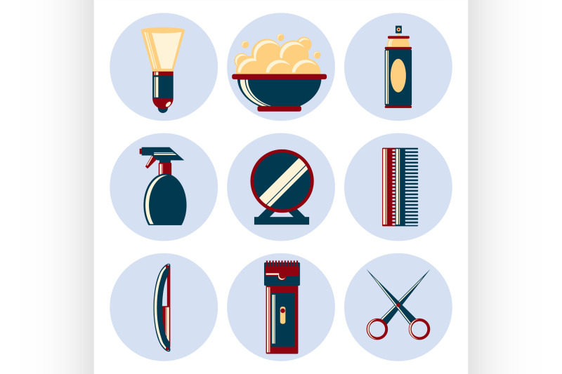 barbershop-flat-icon-set