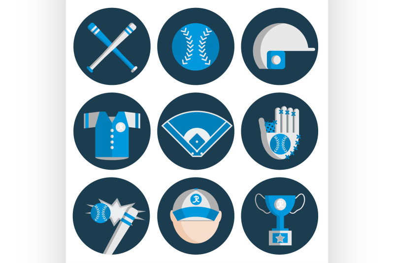 baseball-flat-icon-set