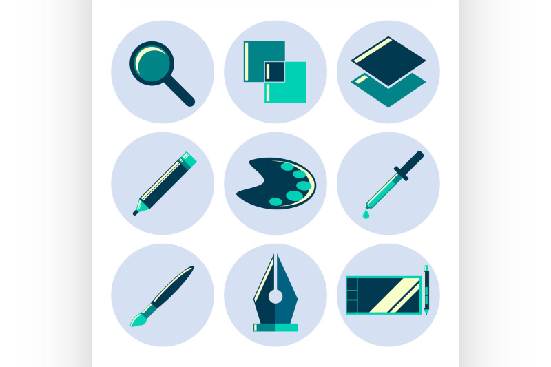 design-tools-flat-icons-set