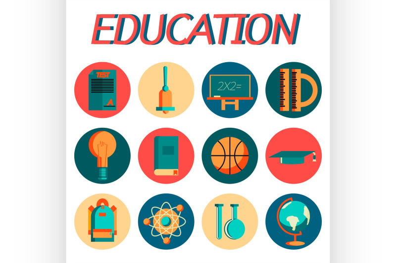 education-flat-icon-set