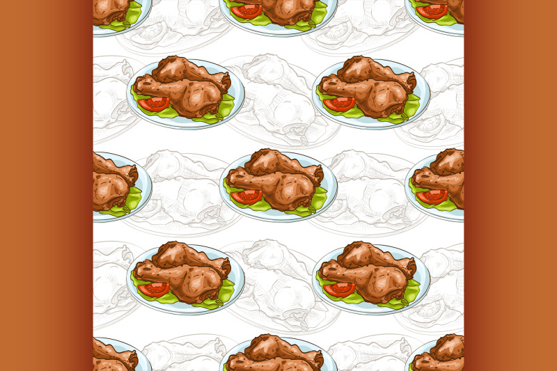 seamless-pattern-chicken-legs-scetch-and-color